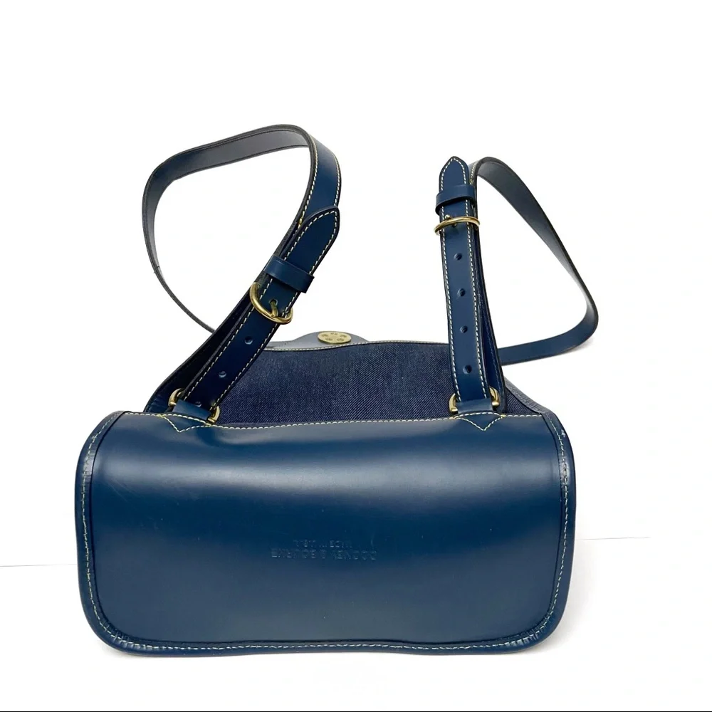 Vintage Dooney & Bourke Blue Denim Leather Backpack - Picture 5 of 11